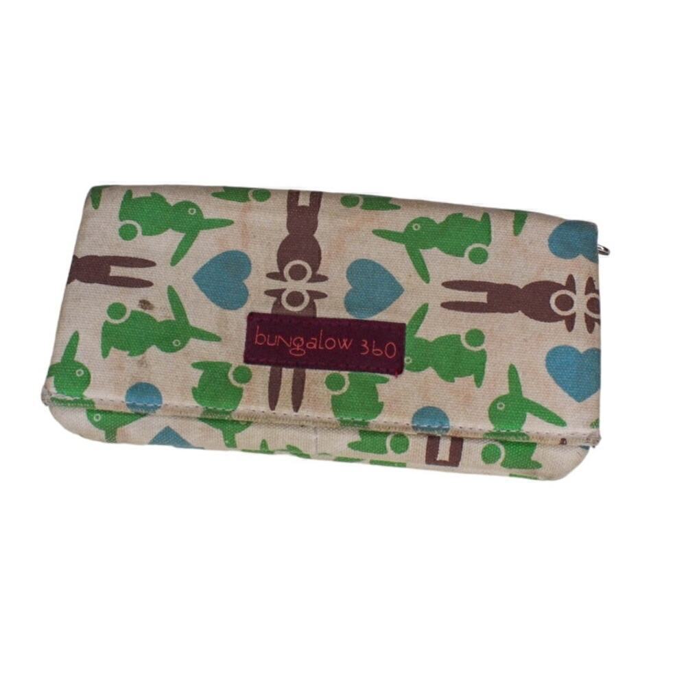 Bungalow 360 Canvas Wallet Bunny Rabbits Hearts Envelope Style